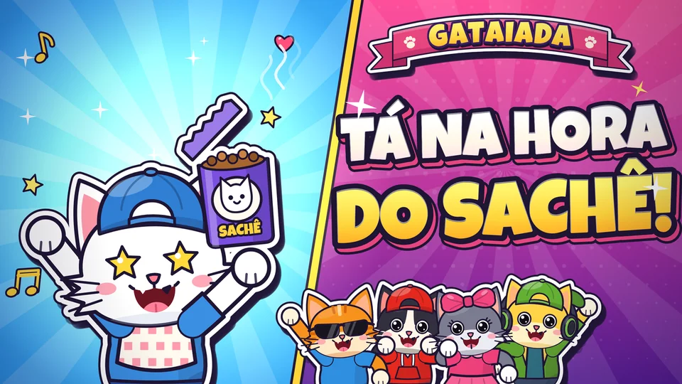 Mingau de babador com os olhos brilhando diante de um sachê aberto
